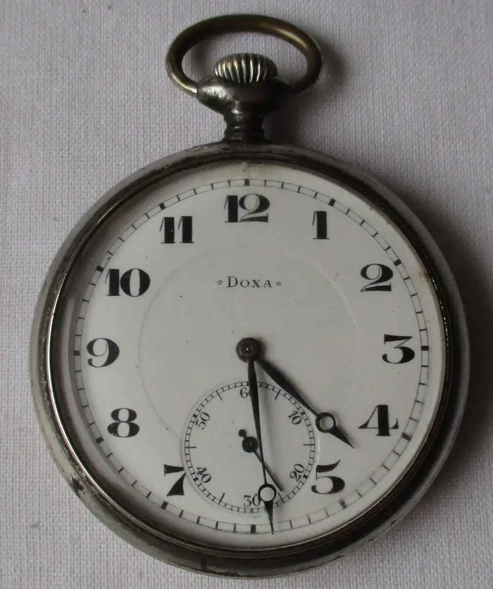 große eiserne Herren Taschenuhr Marke DOXA um 1910 (141929) 0