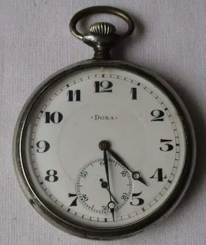 große eiserne Herren Taschenuhr Marke DOXA um 1910 (141929)