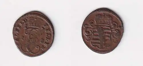 1 Heller Kupfer Münze Sachsen Coburg Saalfeld 1723 ss (122886)