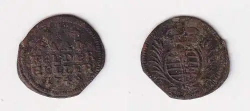 1 Heller Kupfer Münze Sachsen Coburg Saalfeld 1749 ss (127244)