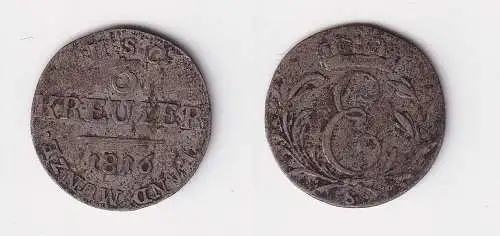 3 Kreuzer Billon Münze Sachsen Coburg Saalfeld 1816 ss (111492)