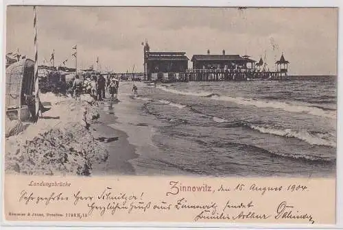 40737 Ak Landungsbrücke Zinnowitz auf Usedom an der Ostsee 1904