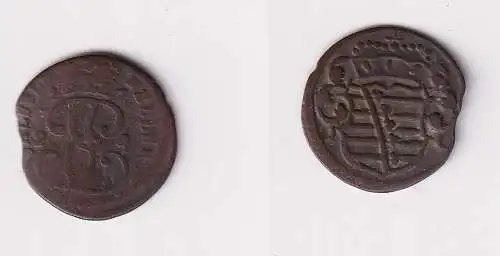 1 Heller Kupfer Münze Sachsen Coburg Saalfeld 1724 f.ss (112744)