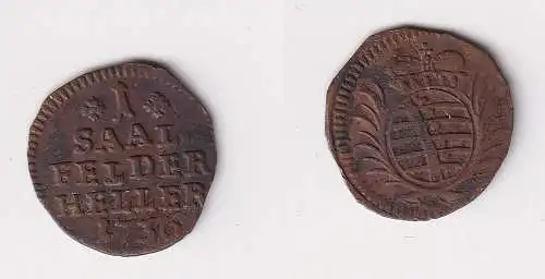 1 Heller Kupfer Münze Sachsen Coburg Saalfeld 1736 ss+ (113992)