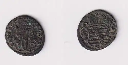 1 Heller Kupfer Münze Sachsen Coburg Saalfeld 1724 ss (112088)