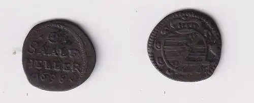 1 Heller Kupfer Münze Sachsen Coburg Saalfeld 1696 ss (119148)