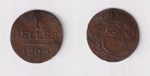 1 Heller Kupfer Münze Sachsen Coburg Saalfeld 1809 ss (110567)