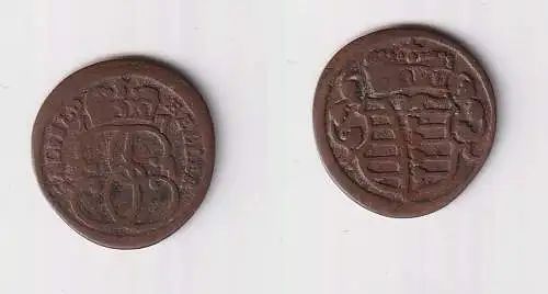 1 Heller Kupfer Münze Sachsen Coburg Saalfeld 1724 f.ss (117836)