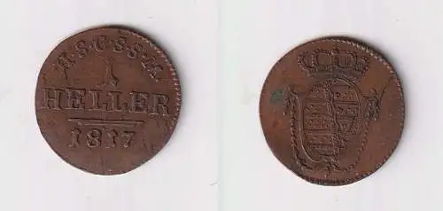 1 Heller Kupfer Münze Sachsen Coburg Saalfeld 1817 ss/vz (103076)