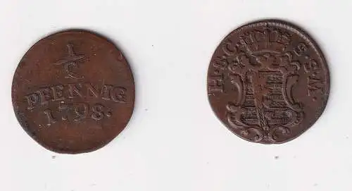 1/2 Pfennig Kupfer Münze Sachsen Coburg Saalfeld 1798 ss (132415)