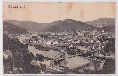 21887 Ak Tetschen an der Elbe Děčín Tschechien Kaiserin-Elisabeth-Brücke 1908