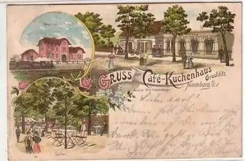 38745 Ak Gruß aus Café Kuchenhaus Grochlitz Naumburg