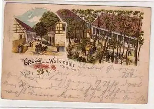 53832 Ak Lithographie Gruß aus der Walkmühle bei Sangerhausen 1899