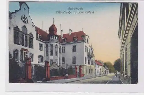 91106 Ak Wanzleben Ritterstrasse mit Landratsamt um 1910