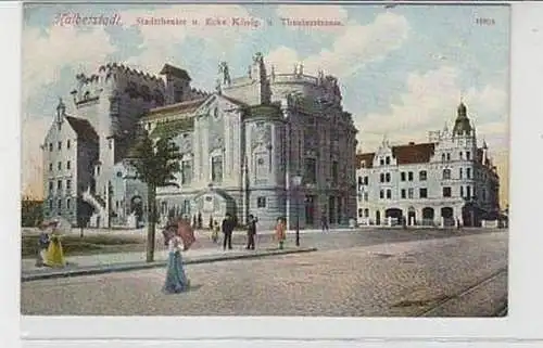 37221 Ak Halberstadt König- Ecke Theaterstraße 1908