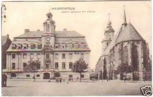 27116 Ak Weissenfels Markt, Rathaus mit Kirche 1911