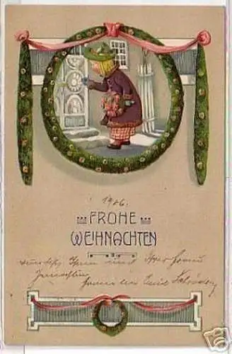 09099 schöne Präge Weihnachtskarte mit Kind 1906