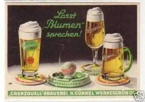 00476 Reklame Ak Grenzquell Brauerei Wernesgrün um 1940