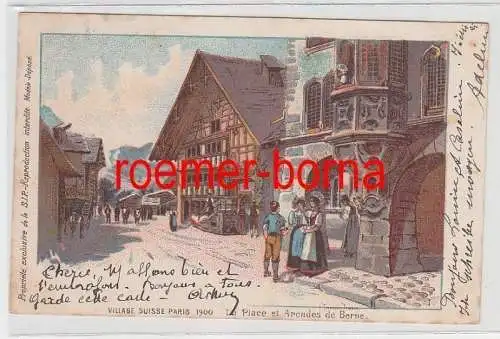 73942 Ak Lithographie La Place et Arcades de Berne Schweiz 1900