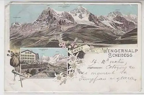 35779 Ak Lithographie Gruß von der Wengernalp Scheidegg 1897