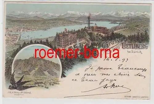 73822 Ak Lithographie Gruß vom Uetliberg bei Zürich 1897