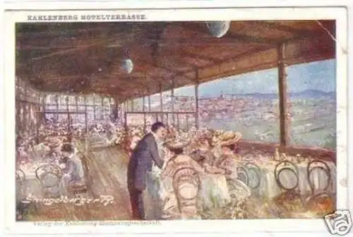 17057 Künstler Ak Kahlenberg Hotelterasse 1912