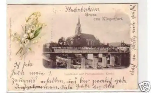 30793 Ak Gruß aus Klagenfurt Landkanal und Kirche 1900