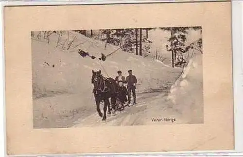 33744 Ak Winter in Norwegen Pferdeschlitten um 1920