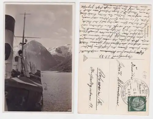 95840 Ak Norwegen Dampfer im Sognefjord 1937