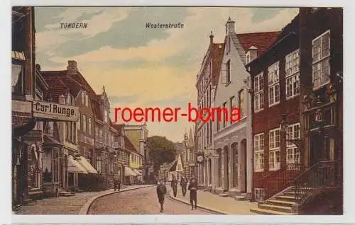 72652 Ak Tondern Tønder Dänemark Westerstraße mit Geschäften 1912