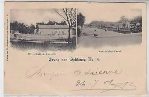 43900 Mehrbild Ak Gruß von Schleuse Nr.8 in Lothringen 1901