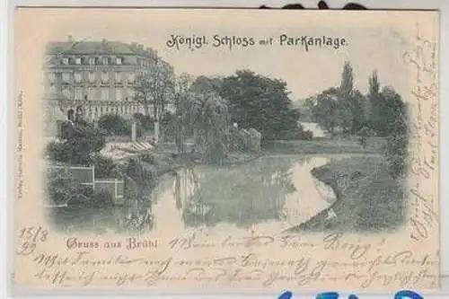 54103 Ak Gruss aus Brühl Königl. Schloss mit Parkanlage 1899