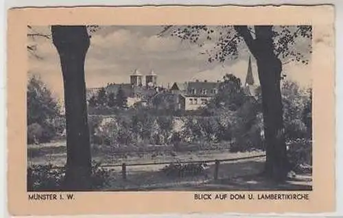 44205 Ak Münster Blick auf Dom & Lambertikirche um 1930