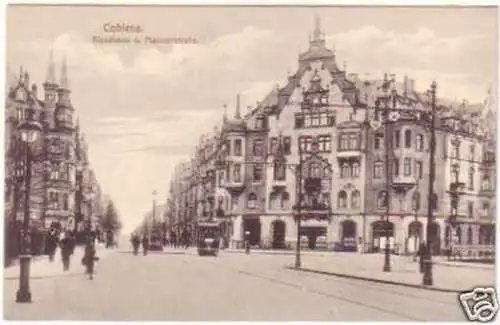 26163 Ak Coblenz Rizzahaus & Mainzerstraße um 1910