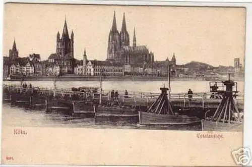 03558 Ak Köln Schiffsbrücke Totalansicht um 1900