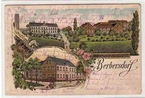 52355 Ak Lithographie Gruss aus Berbersdorf Gasthof 1912