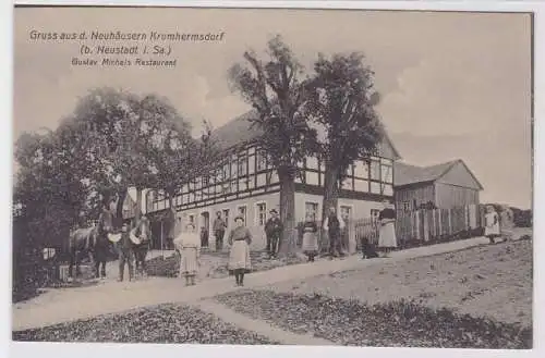 84588 Ak Gruß aus d. Neuhäusern Krumhermsdorf Restaurant um 1920