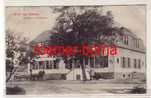 80786 Ak Gruß aus Schöna Gasthof u. Forsthaus um 1910