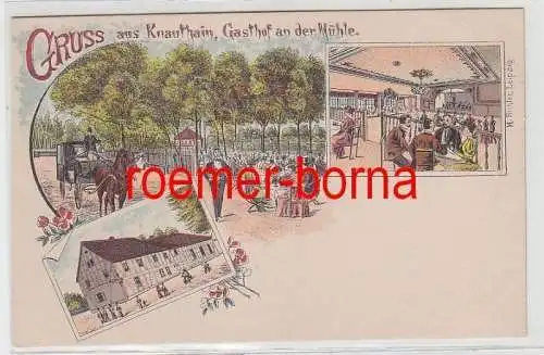 83483 Ak Lithografie Gruss aus Knauthain Gasthof an der Mühle um 1900