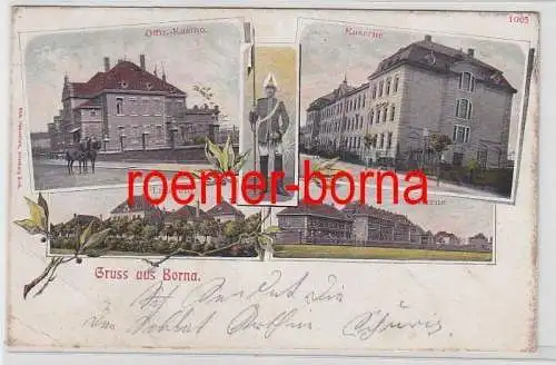 78418 Mehrbild Ak Gruß aus Borna Kaserne des Karabinier Regiment 1906