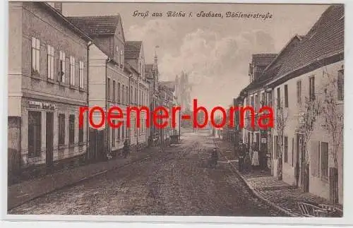 78831 Ak Gruß aus Rötha Böhlenerstraße Fleischerei und Bäckerei um 1930