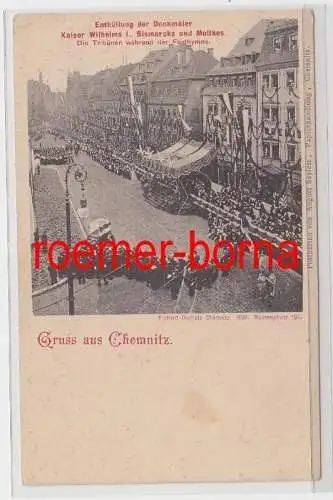 73983 Ak Gruss aus Chemnitz Enthüllung der Denkmäler Tribünen zur Festhymne 1899