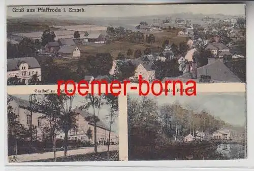 74156 Mehrbild Ak Gruß aus Pfaffroda im Erzgebirge Gasthof und Schloss 1922