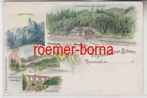 74660 Ak Lithografie Gruss aus der Vogtländischen Schweiz Rentzschmühle um 1900