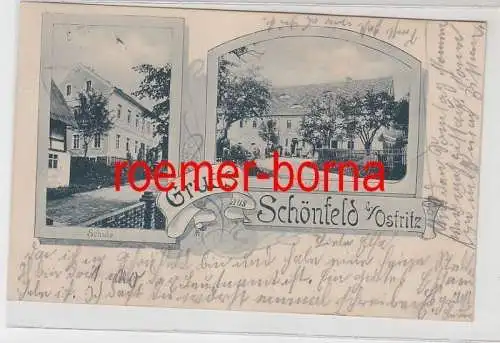 73369 Mehrbild Ak Gruss aus Schönfeld b. Ostritz Gasthof, Schule 1918