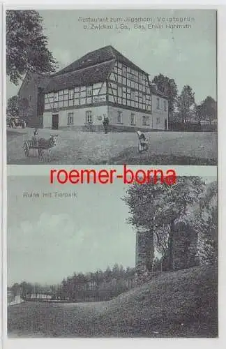 72684 Mehrbild Ak Voigtsgrün Restaurant zum Jägerhorn + Ruine m. Tiergarten 1914