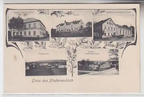 72373 Mehrbild Ak Gruß aus Niederneukirch Gasthof, Schule, Gärtnerei um 1910