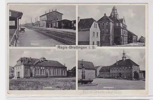 92199 AK Regis-Breitingen in Sachsen - Bahnhof, Turnhalle, Rathaus & Marktplatz