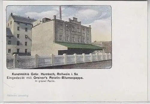 62741 Reklame Ak Kunstmühle Gebr. Humbsch Rosswein in Sa. um 1920