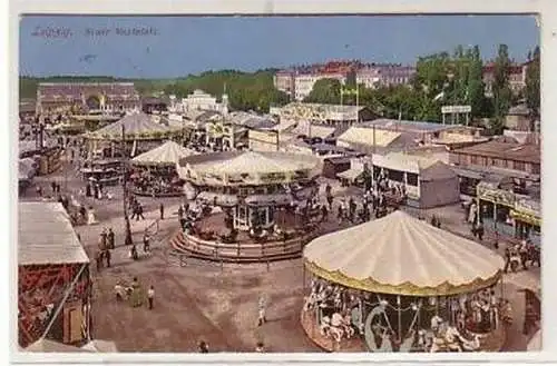 29/11 Ak Leipzig Neuer Messplatz Rummel Karussell 1913